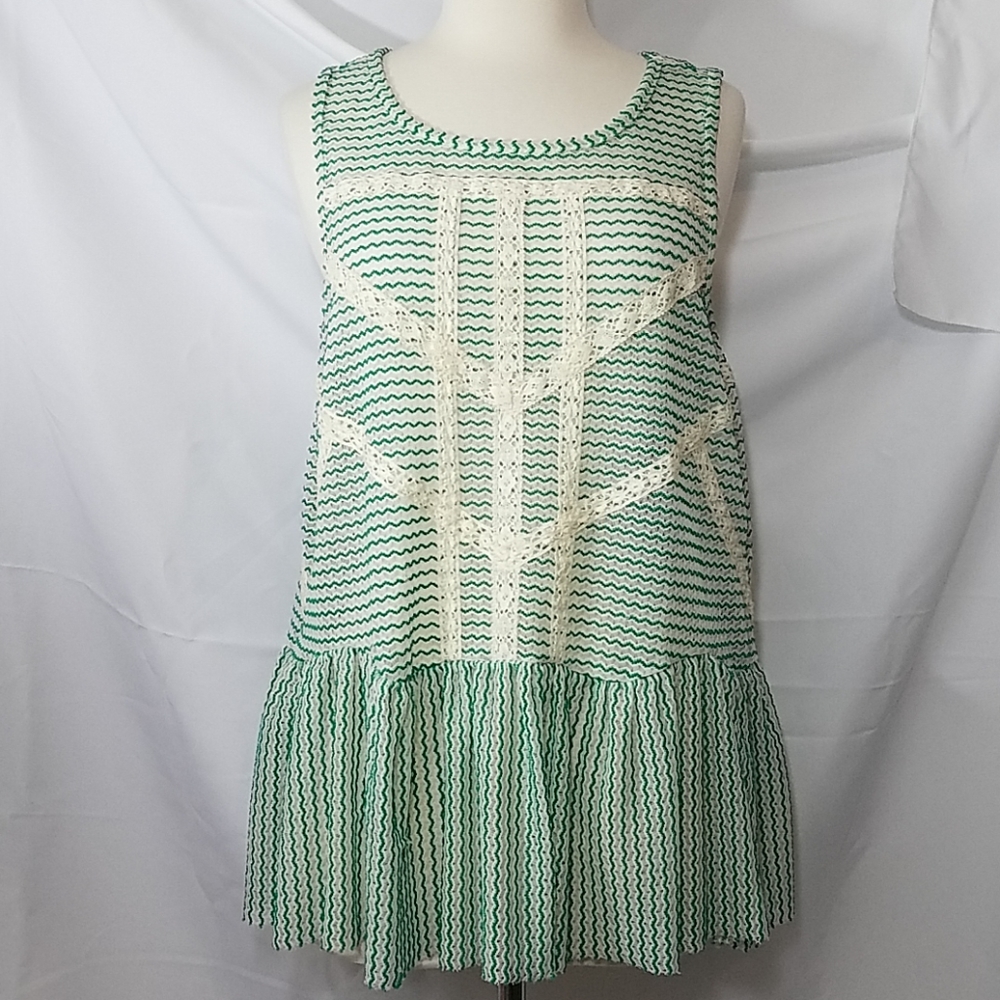 Free People Sleeveless Open-knit Cutout Peplum Top